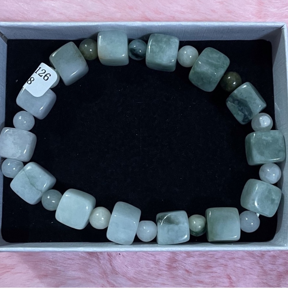 Certified Grade A Green Jade Elastic Bracelet